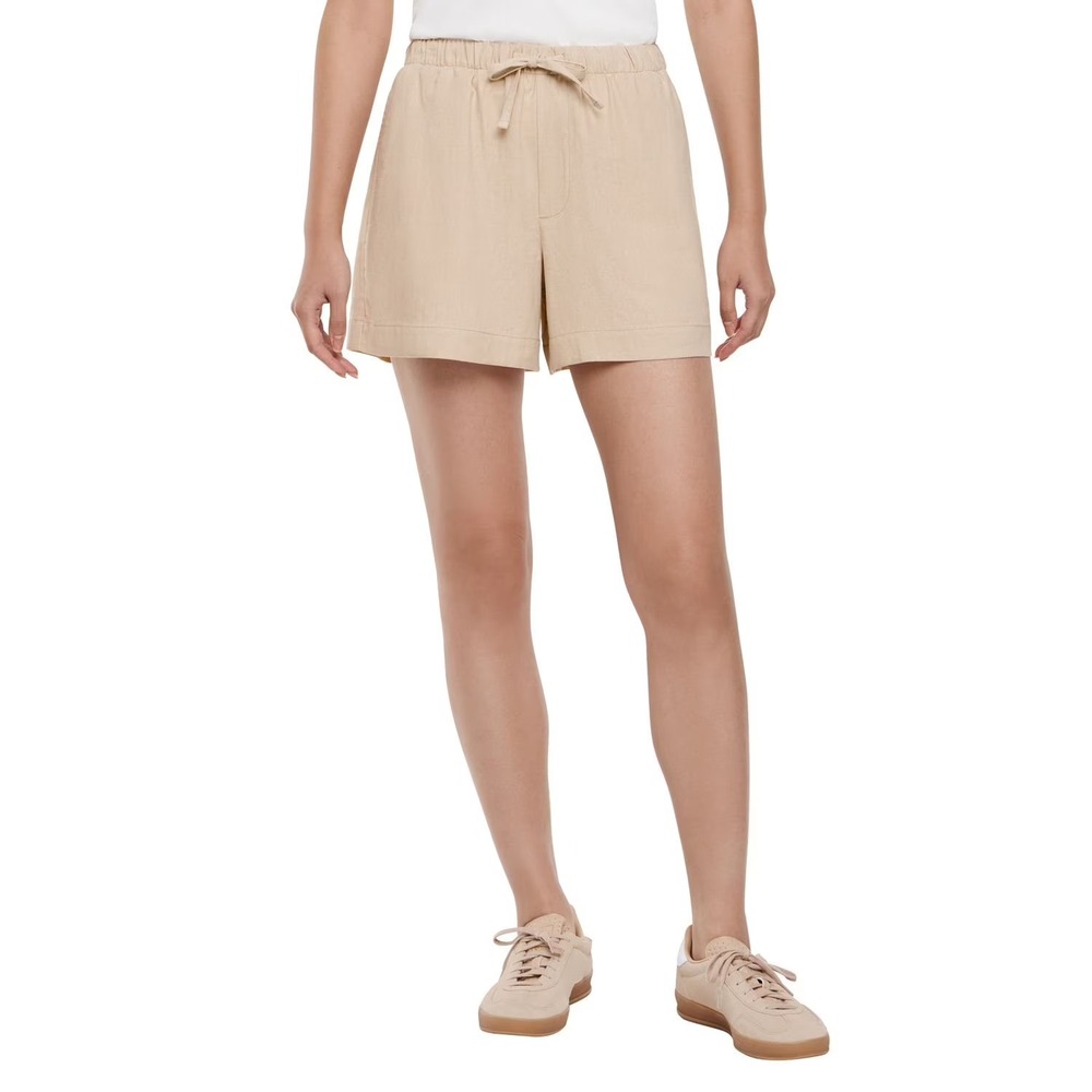 Gap Womens Linen Pull-On Shorts Khaki Beige Size L Relaxed Fit 4in Inseam NWT